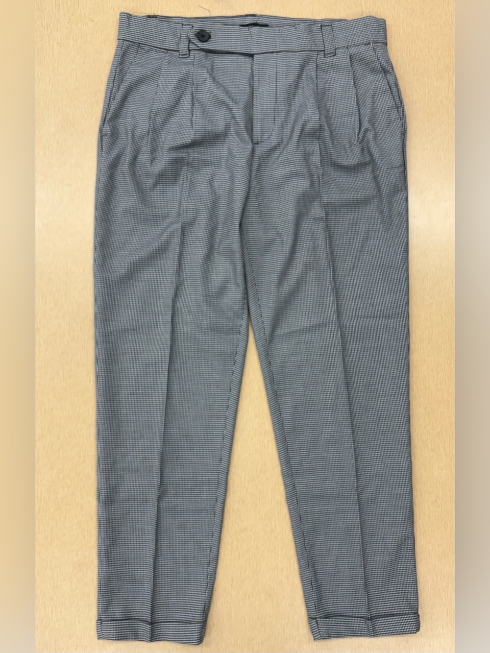 New Look pleated cuffed houndstooth trousers